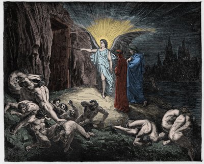 Inferno, Canto 9: The angel opens the gates (illustration from The Divine Comedy) by Gustave after Dore